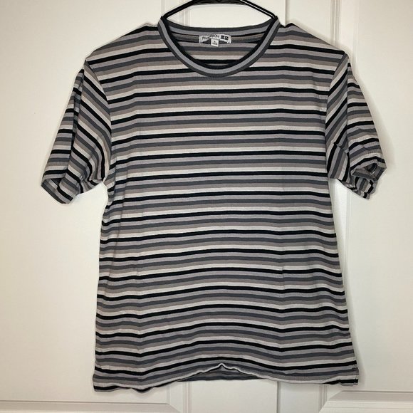 Uniqlo Tops - Uniqlo x JW Anderson Striped T Shirt Crew Neck Grey Black Stripe S